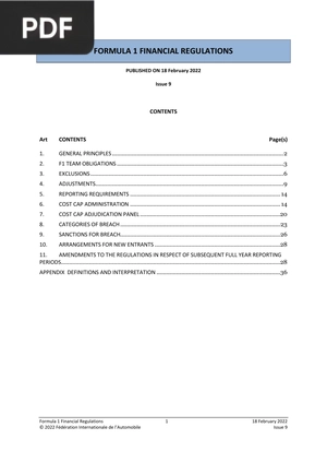 Formula 1 financial regulations