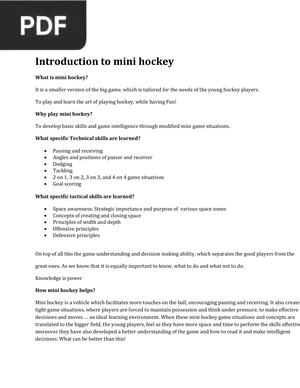 Introduction to mini hockey