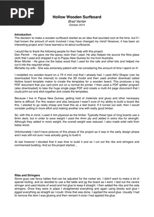 Hollow Wooden Surfboard