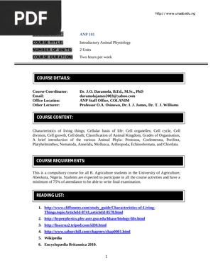 Introductory Animal Physiology