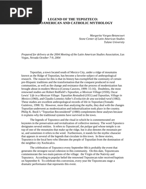 Legend of the Tepozteco: Mesoamerican and Catholic Mythology
