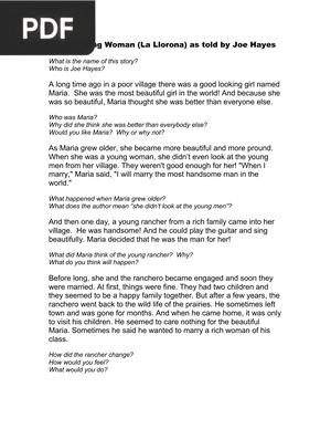 The Weeping Woman (La Llorona) as told (Article)