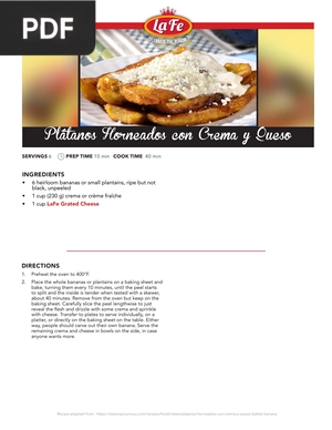 Baked Bananas with Cream and Cheese - Plátanos Horneados con Crema y Queso