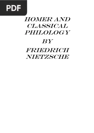 Homer and Classical Philology