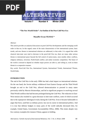 The New World Order: An Outline of the Post-Cold War Era