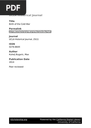 The Birth of the Cold War