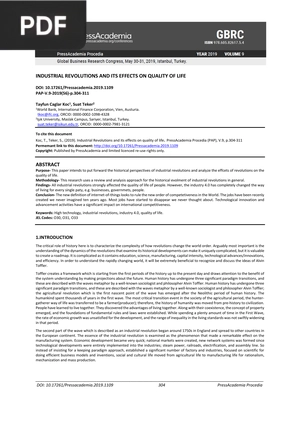 Industrial Revolutions and its Effects on Quality of Life (Article)