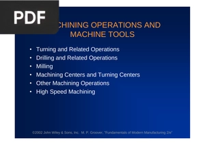 Machining Operations and Machine Tools (Presentation)