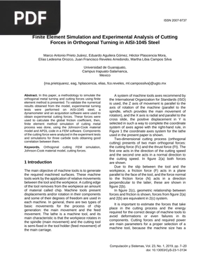 Finite Element Simulation and Experimental Analysis of Cutting Forces in Orthogonal Turning in AISI-1045 Steel