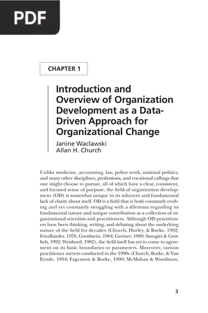 Introduction and Overview of Organization Development as a Data-Driven Approach for Organizational Change