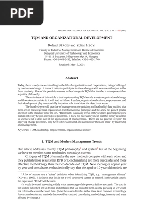 Tqm and organizational Development