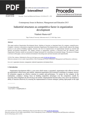 Industrial Structures as Competitive Factor in Organization Development (Article)