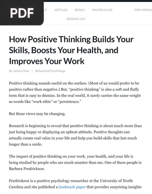 How Positive Thinking Builds Your Skills, Boosts Your Health, and Improves Your Work