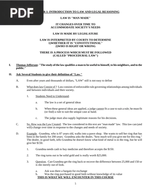 Introduction to Law and Legal Reasoning