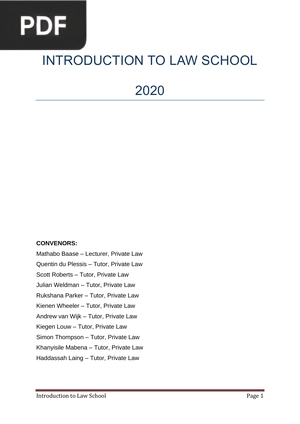 Introduction to Law School 2020