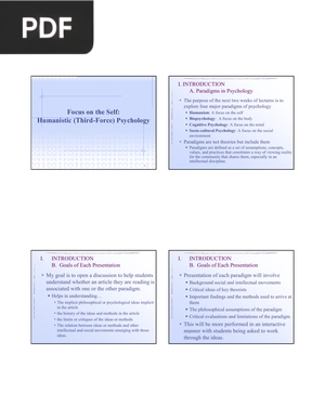 Focus on the Self:Humanistic (Third-Force) Psychology (Article)