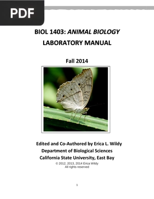 Biol 1403: Animal Biology Laboratory Manual