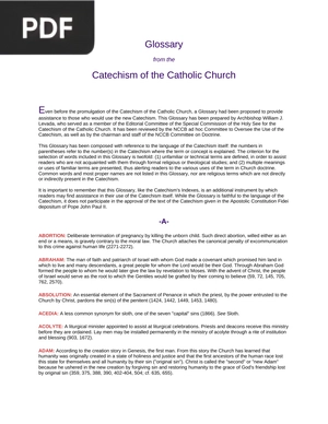 Glossary from the Catechism of the Catholic Church
