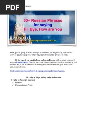 50+ Russian Phrases for Saying Hi, Bye, How are you