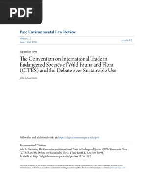 The Convention on International Trade in Endangered Species of Wild Fauna and Flora (CITES) and the Debate over Sustainable Use