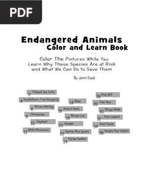 Endangered Animals. Color and Learn Book