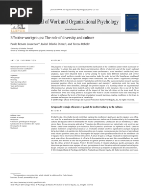 Effective workgroups: The role of diversity and culture