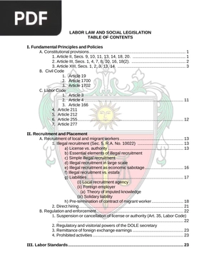 Labor Law and Social Legislation