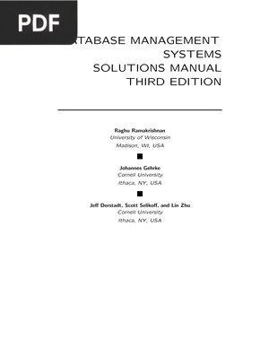Database Management Systems Solutions Manual Third Edition