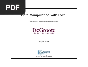 Data manipulation with excel