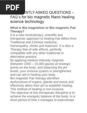Frequently asked questions– FAQs for bio Magnetic Nano Healing Science Technology