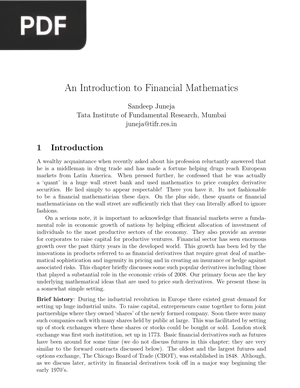 An Introduction to Financial Mathematics