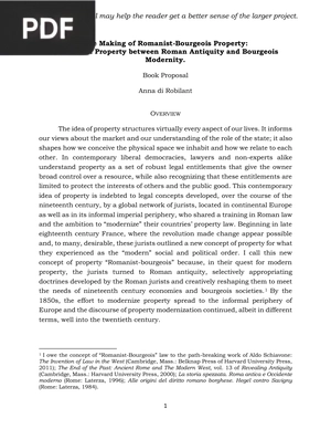 The Making of Romanist Bourgeois Property The Law of Property between Roman Antiquity and Bourgeois Modernity