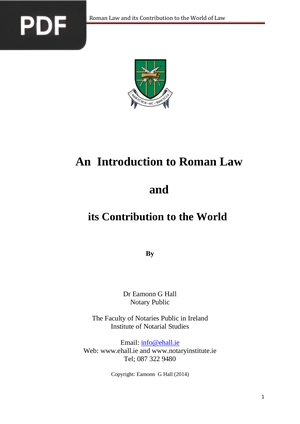An Introduction to Roman Law and its Contribution to the World