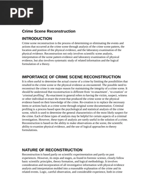 Crime Scene Reconstruction