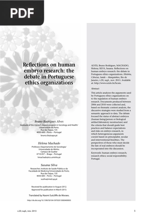 Reflections on human embryo research the debate in Portuguese ethics organizations