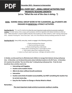 Every Child Every Day Small Group Activities That Promote Reading Growth (Article)