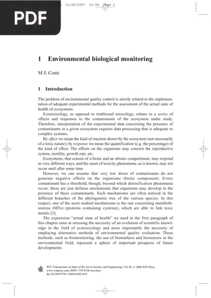 Environmental Biological Monitoring