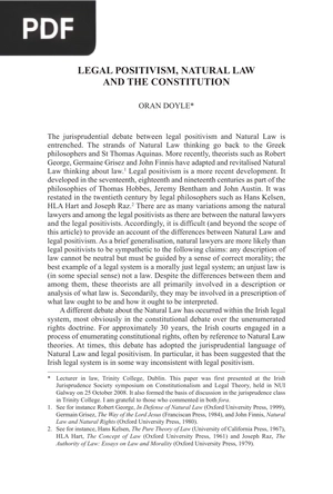 Legal Positivism Natural Law and the Constitution