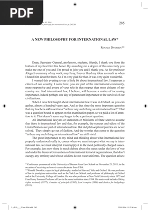 A New Philosophy for International Law (Article)