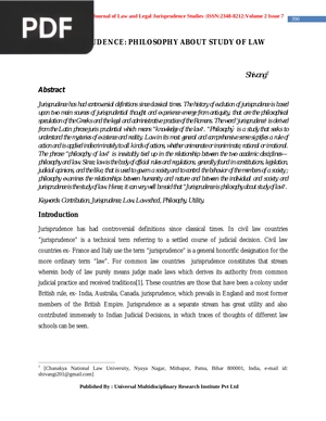 Jurisprudence Philosophy About Study of Law (Article)
