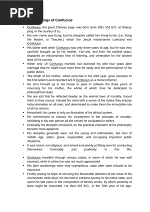 Life and Teachings of Confucius