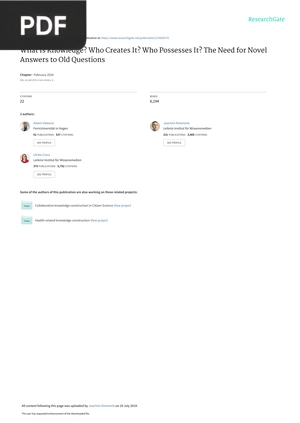 What is Knowledge? Who Creates it? Who Possesses it? The Need for Novel Answers to Old Questions