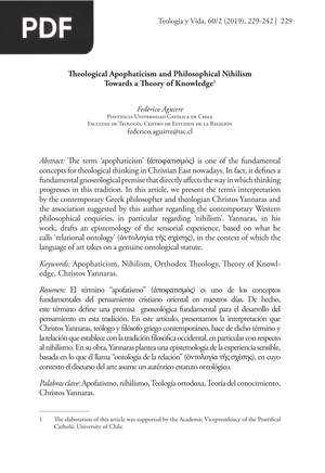 Theological Apophaticism and Philosophical Nihilism Towards a Theory of Knowledge