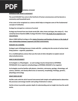 General Ecology (Article)