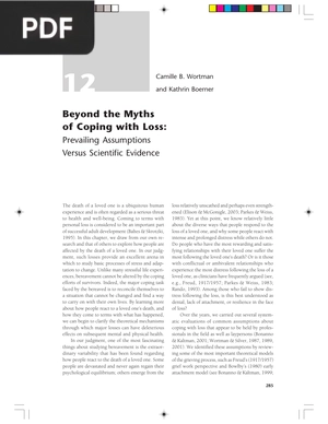 Beyond the Myths of Coping with Loss Prevailing Assumptions Versus Scientific Evidence