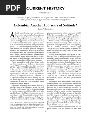 Colombia Another 100 Years of Solitude (Article)