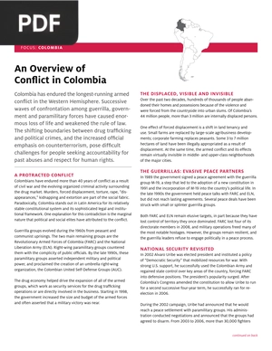 An Overview of Conflict in Colombia (Article)