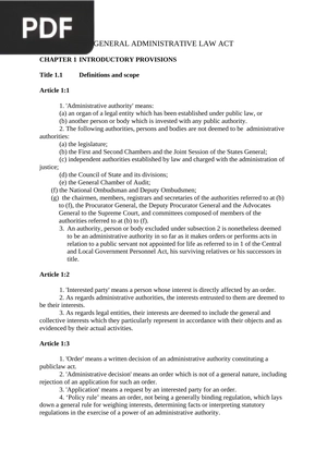 General Administrative Law ACT