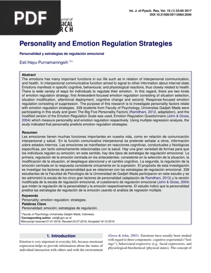Personality and Emotion Regulation Strategies (Article)