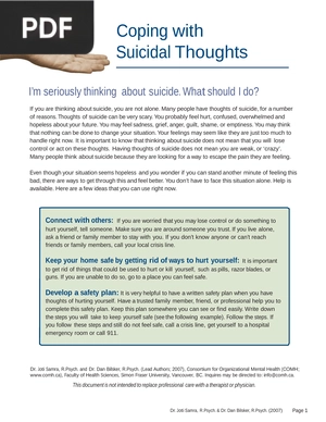 Coping with Suicidal Thoughts (Article)